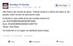 Help request for Goodbye to Gravity members