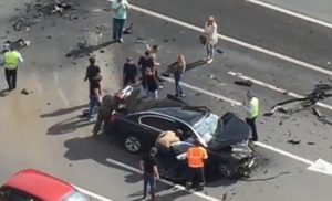 Vladimir Putin's presidential BWM wrecked after head-on collision in Moscow